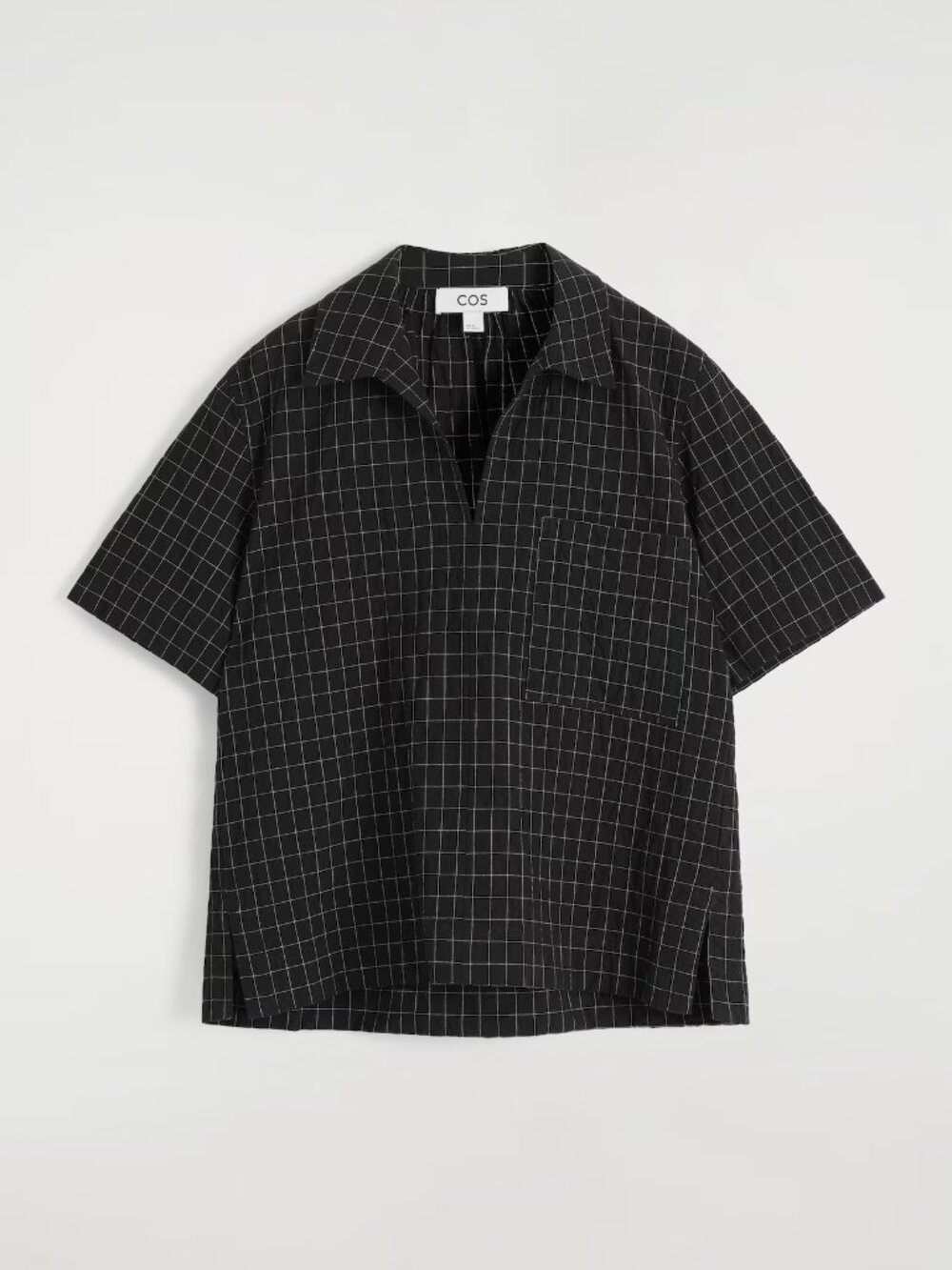 COS Open-Collar Checked Cotton Shirt Size 4